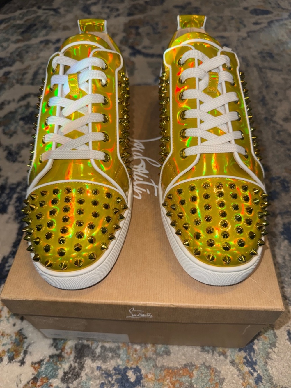 Christian Louboutin yellow-Embellished Low-Top Sneakers